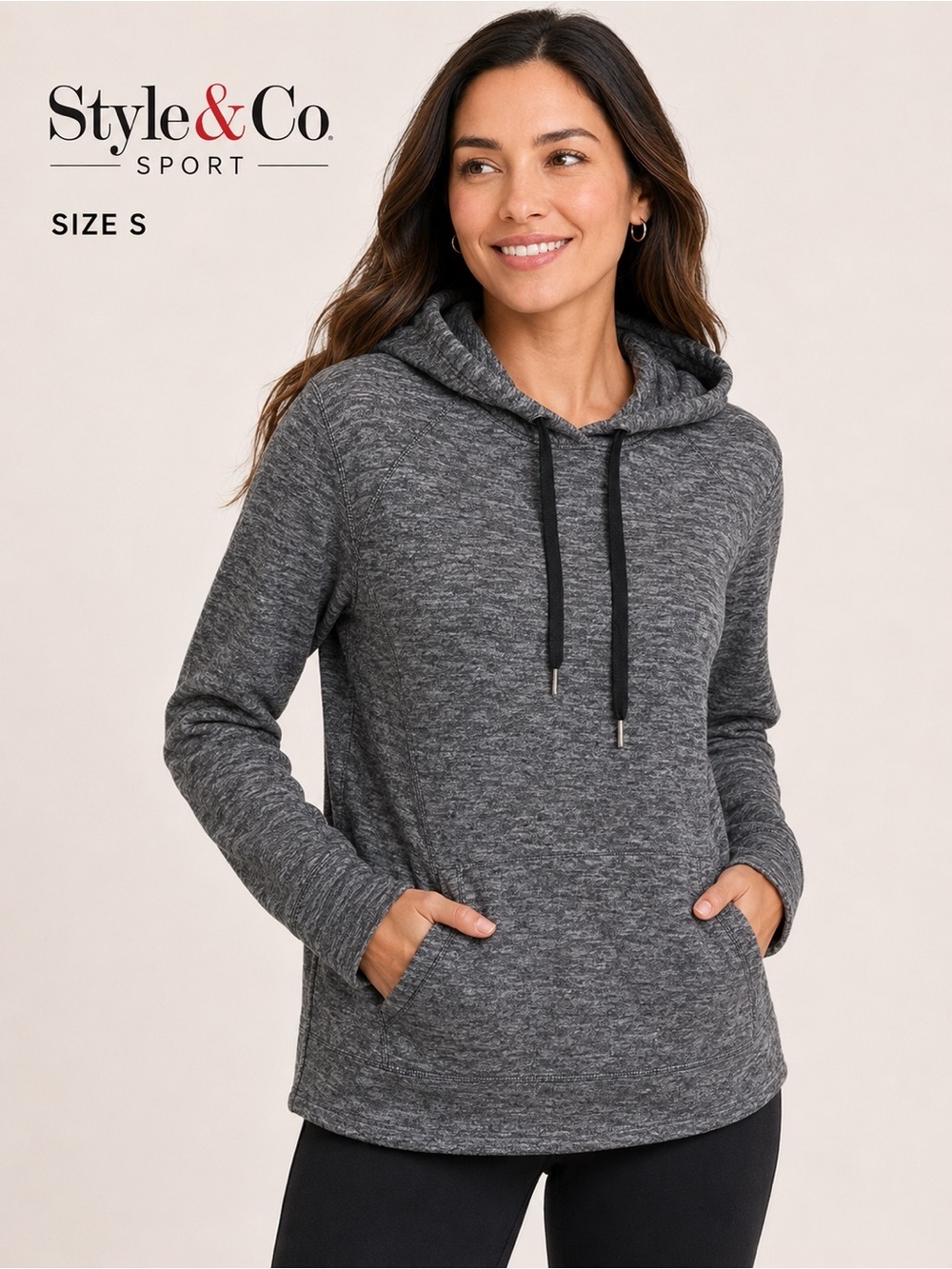 Style & Co Sport Gray Hoodie Sweatshirt Size S Cozy Athleisure